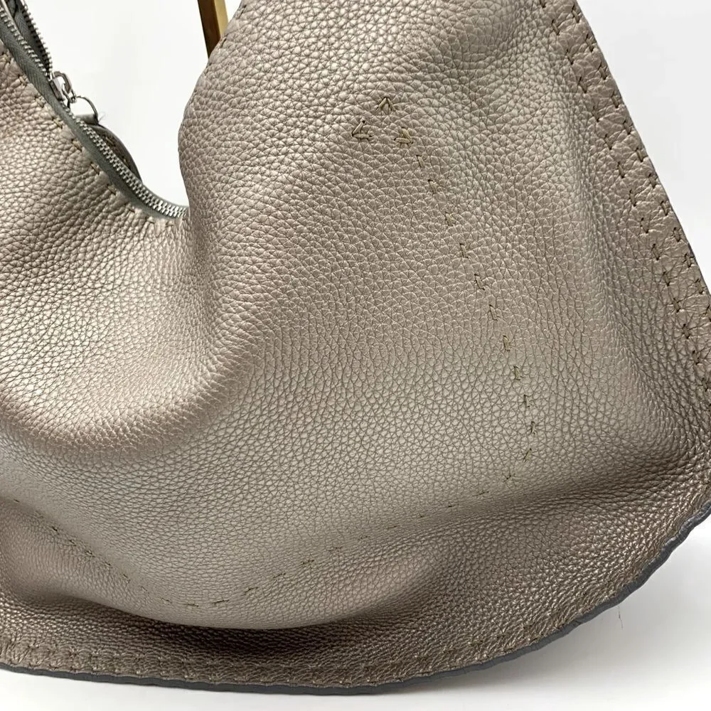 Auth Fendi Large Petro Cuoio Romano Selleria Leather Hobo Bag Preloved